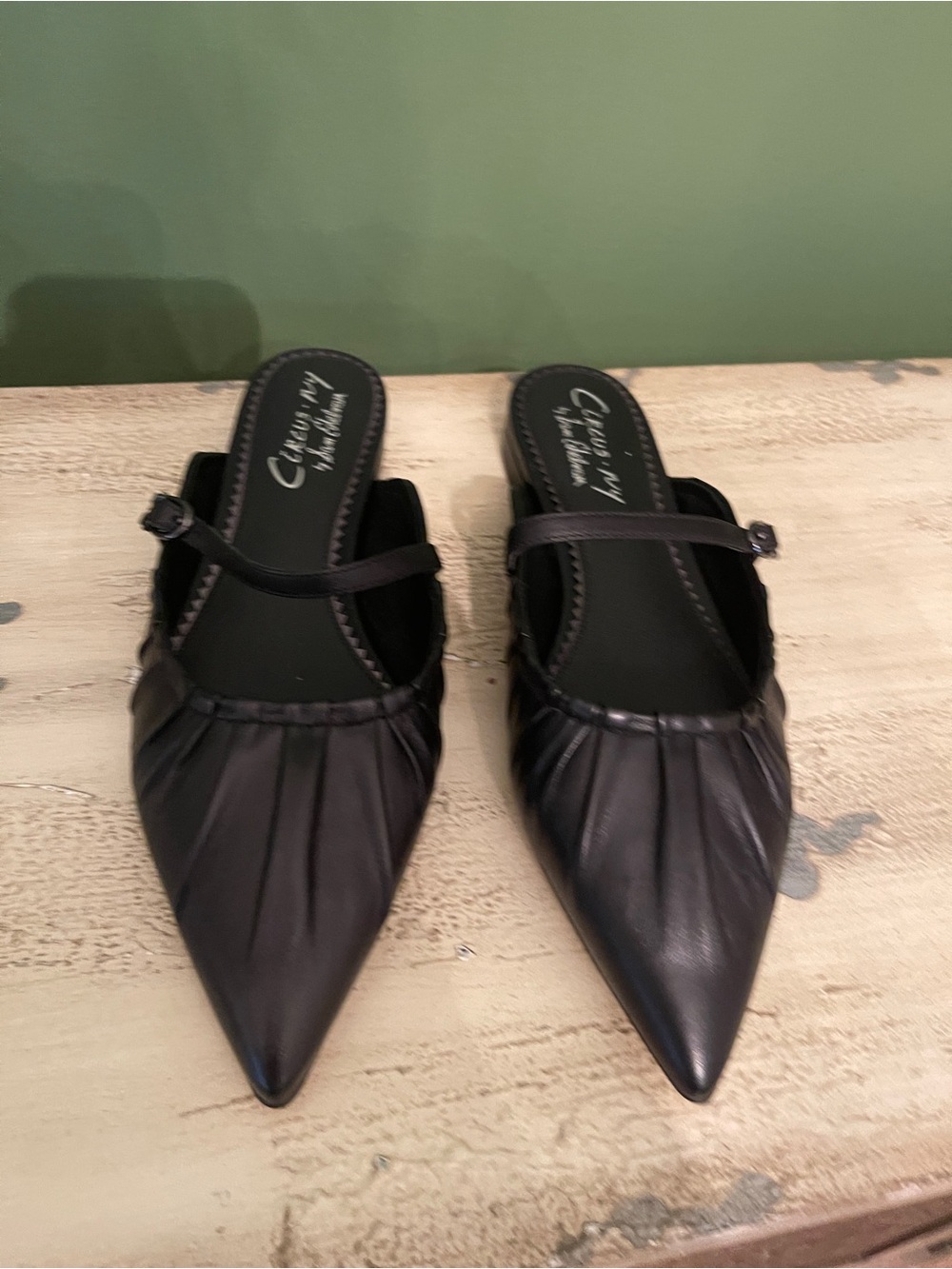 Circus by Sam Edelman Black Pointed Mary Jane Mule with Ruched Upper